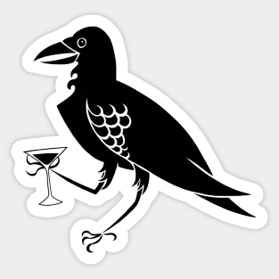 Raven Crow with Martini Glass goth witch Sticker